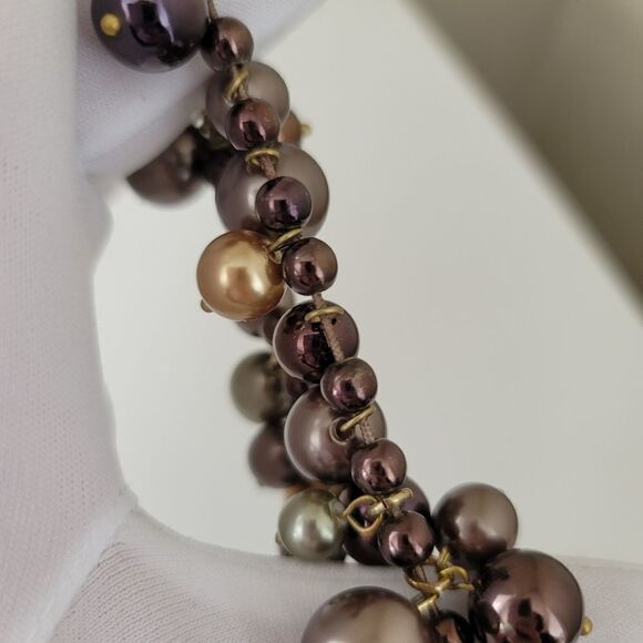 Bracelet Bauble Stretch Deep Plum, Bronze, Brown & Gold Baubles Bracelet #0049 - Picture 9 of 11